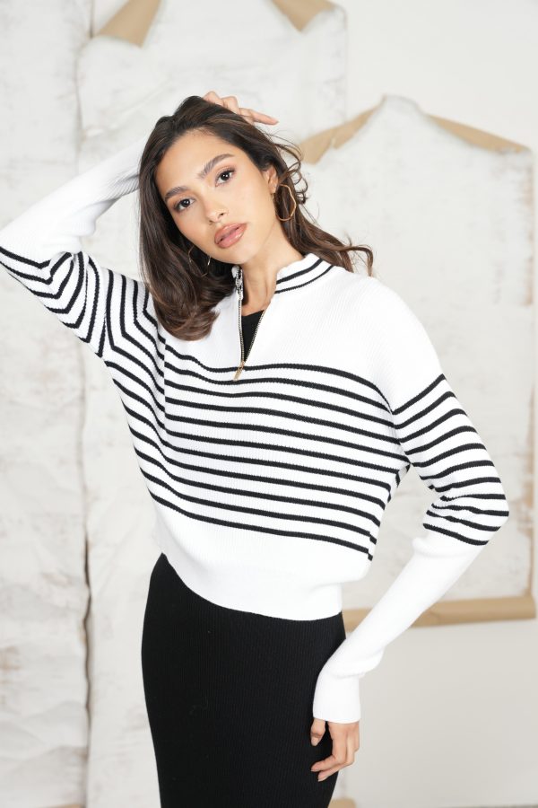 Striped Zipper Sweater